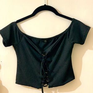 Misguided lace up crop top